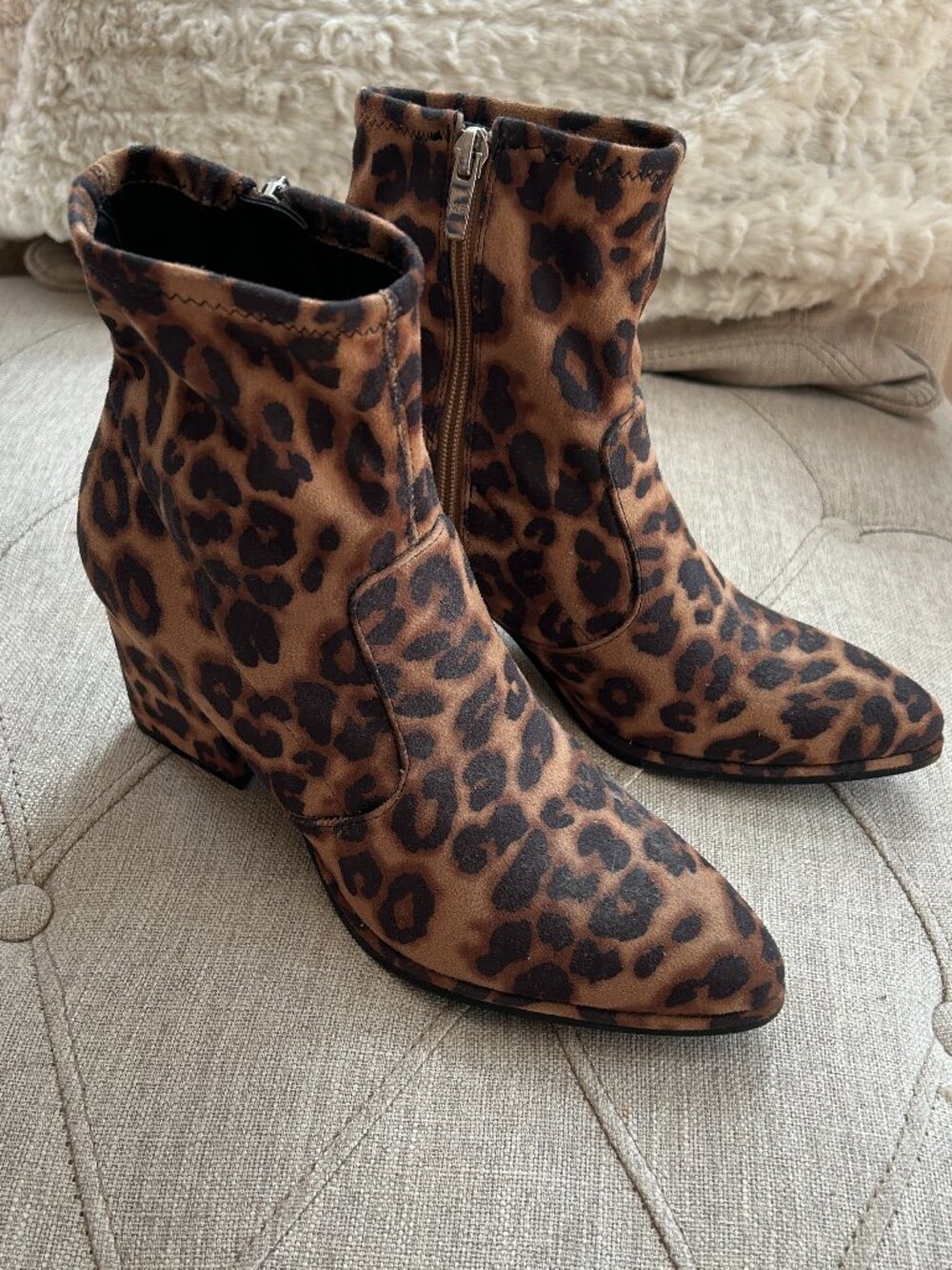 Leopard print booties